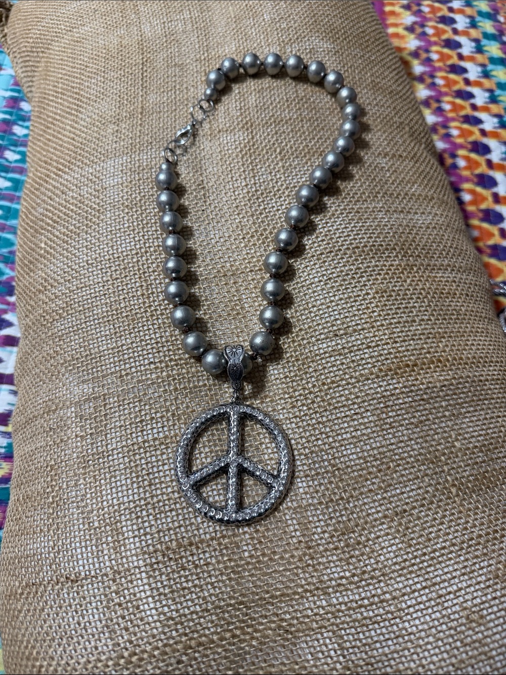 Peace bling rhinestone necklace